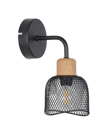 Aplique de pared 15cm pantalla metálica rejilla E14 40W