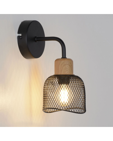 Aplique de pared 15cm pantalla metálica rejilla E14 40W