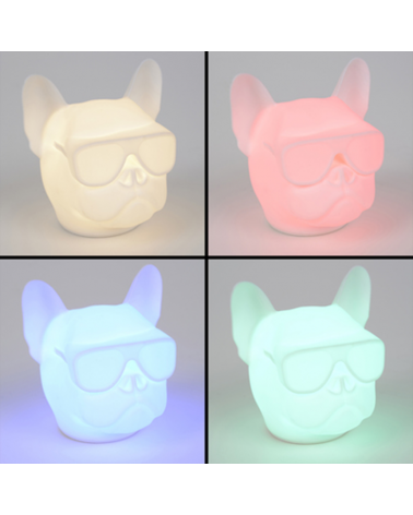Lámpara de mesa LED 13,5cm silicona forma de Bulldog control táctil RGB