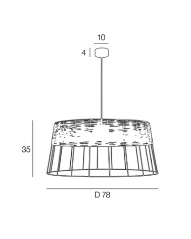 Lámpara de techo 78cm pantalla de varillas metal y ratán trenzado con 3 casquillos E27 15W