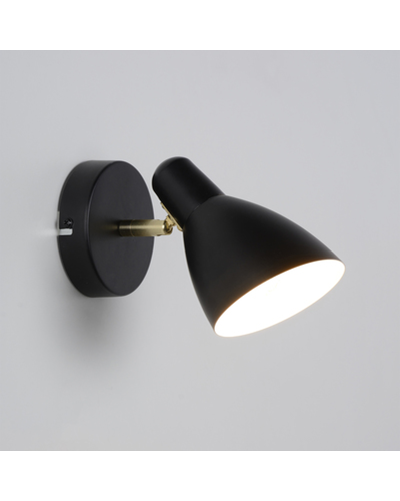 Wall light 10cm in black metal with white lampshade interior 15W E14