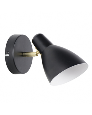 Wall light 10cm in black metal with white lampshade interior 15W E14