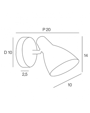 Aplique 10cm en metal negro con interior de pantalla blanca 15W E14