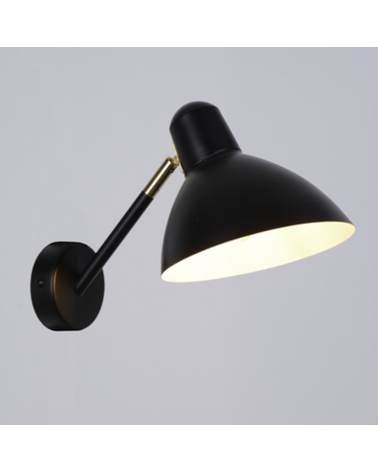 Aplique 17cm de metal acabado negro y latón pantalla orientable E14 40W