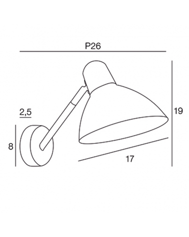 Aplique 17cm de metal acabado negro y latón pantalla orientable E14 40W