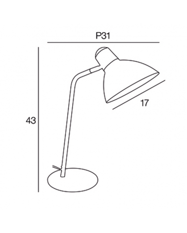Lámpara de mesa 43cm base redonda de metal E14 15W Pantalla orientable