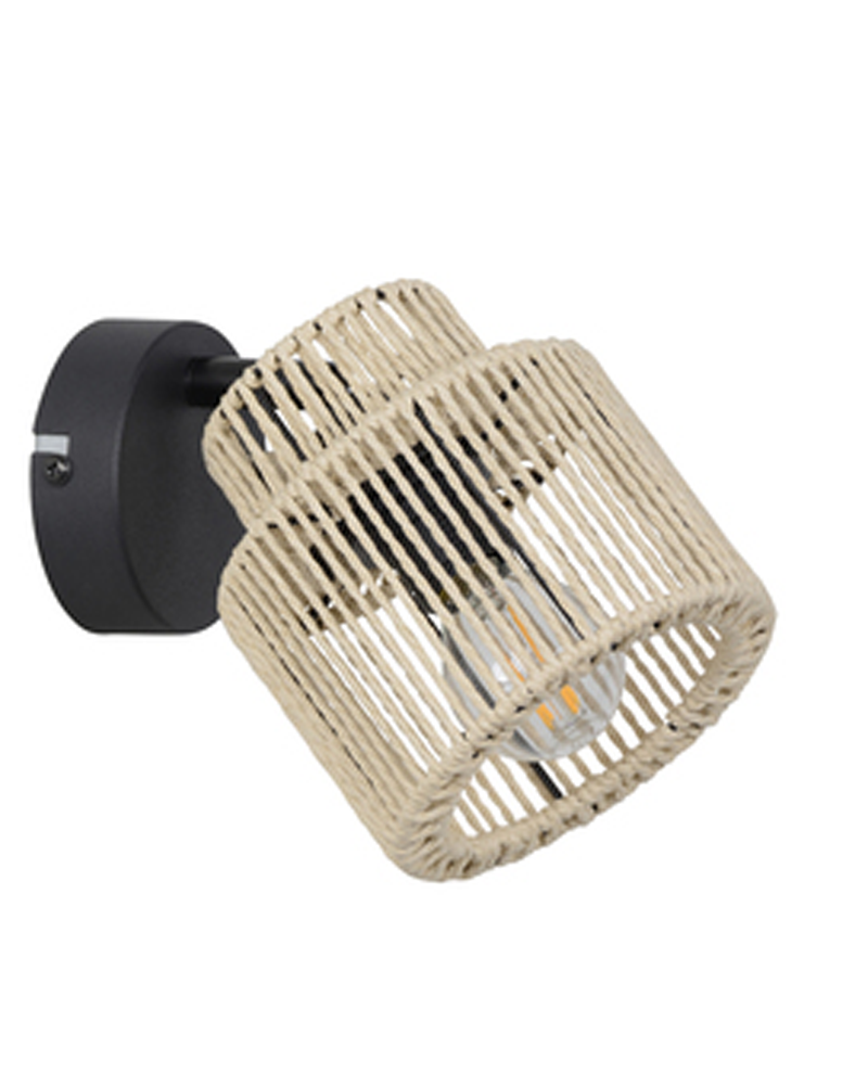 Wall light 11cm in metal and lampshade of braided paper strings E14 40W