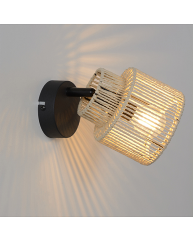 Wall light 11cm in metal and lampshade of braided paper strings E14 40W