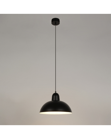 Lámpara de techo 35cm en metal negro con interior de pantalla blanca E27 60W