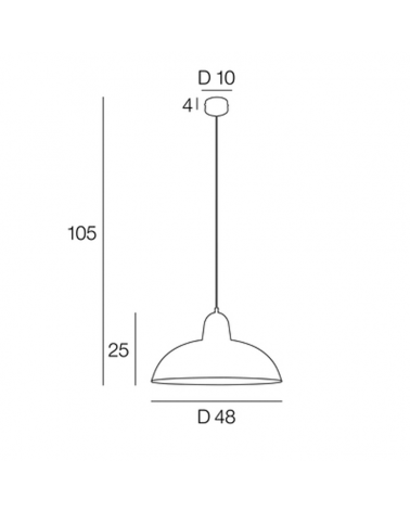 Lámpara de techo 48cm en metal negro con interior de pantalla blanca E27 60W