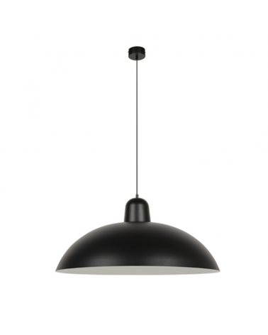 Lámpara de techo 78cm en metal negro con interior de pantalla blanca E27 60W