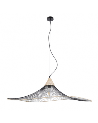 Lámpara de techo 110cm varillas de metal y ratán E27 60W