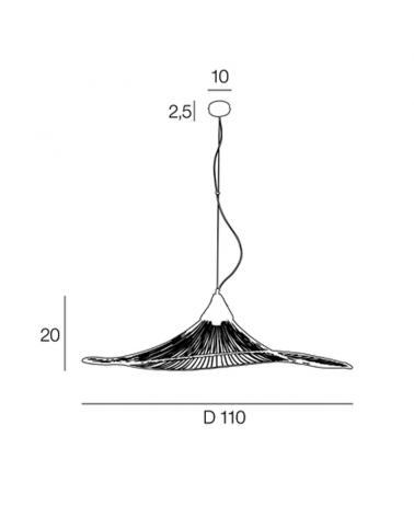 Lámpara de techo 110cm varillas de metal y ratán E27 60W