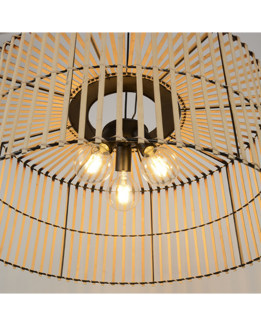 Ceiling lamp 78cm natural bamboo 3 sockets E27 15W