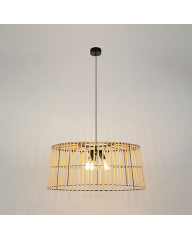 Ceiling lamp 78cm natural bamboo 3 sockets E27 15W