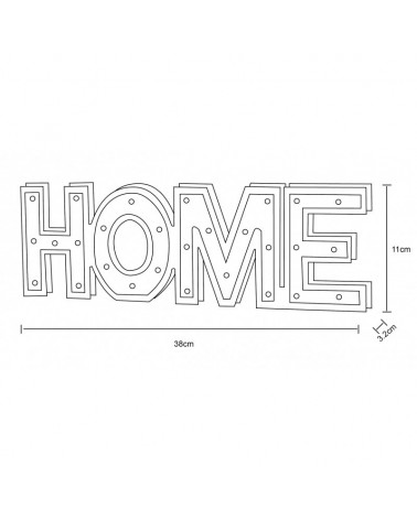 HOME wooden sign 38cm LED