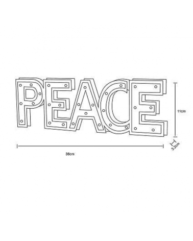 Rotulo de madera 30cm LED PEACE