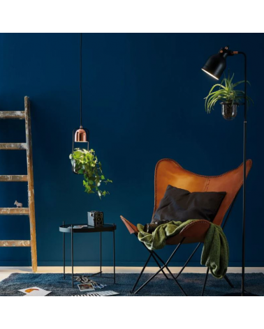 Ceiling lamp 20W GU10 black metal and copper indoor plant