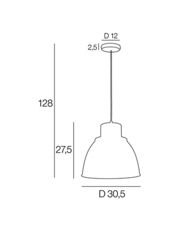 Lámpara de techo 30,5cm pantalla metálica con cordón transparente E27 60W