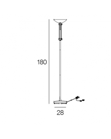 Lámpara de pie 180cm de metal negro brazo y cabeza articulado R7S 150W