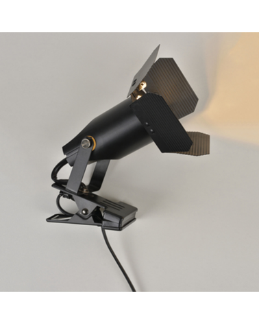 Foco con pinza forma proyector de cine de metal cabezal articulado GU10 5W