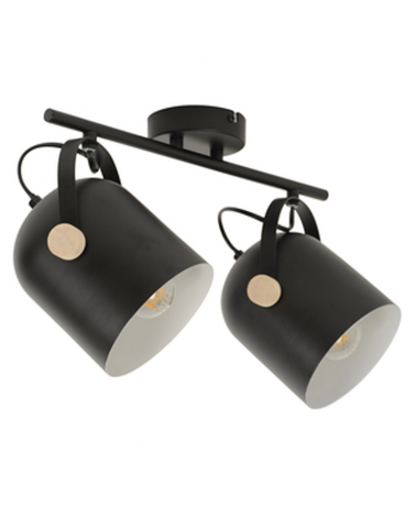 Regleta 2 focos 45cm de metal con madera E27 40W