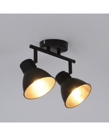 Strip 2 spotlight 30cm black finish metal adjustable lampshades E14 40W