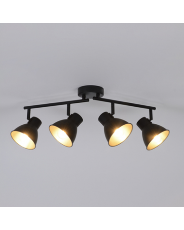 Strip 4 spotlight 72cm metal black finish adjustable lampshades E14 40W