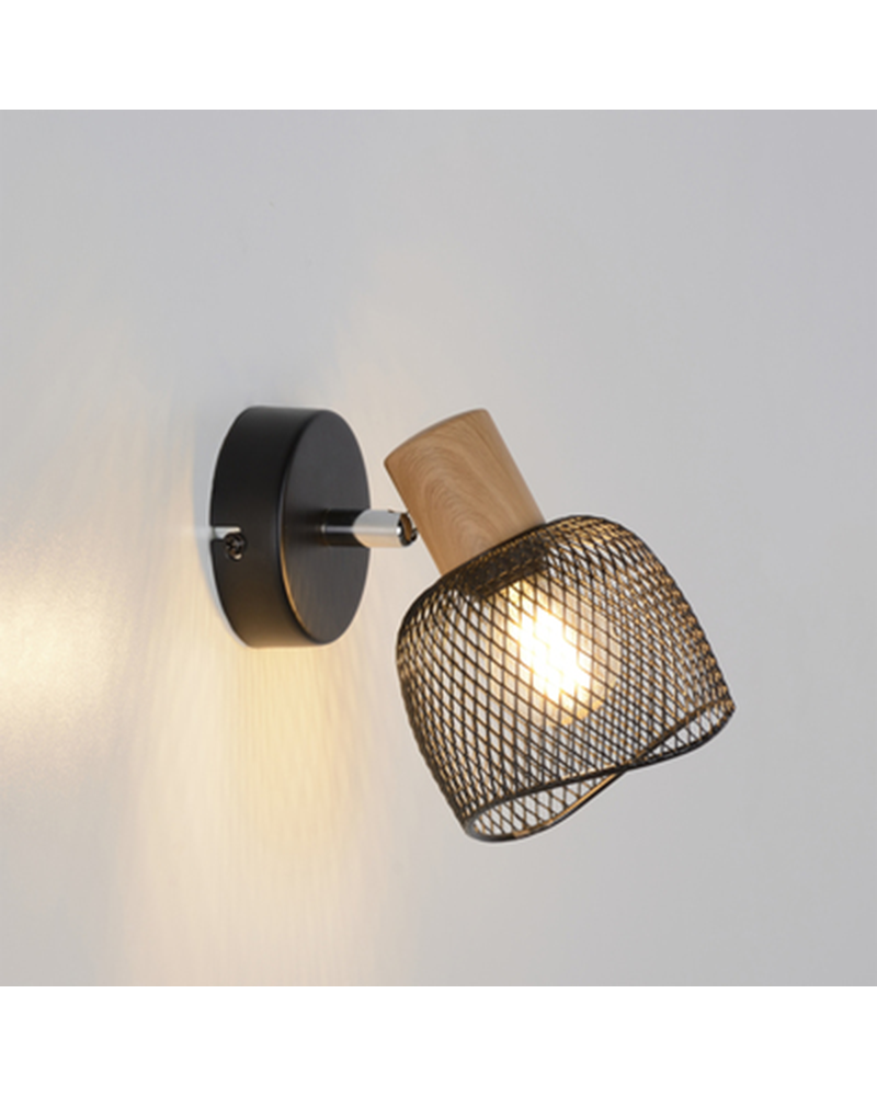 Aplique de pared 10cm pantalla metálica rejilla E14 25W