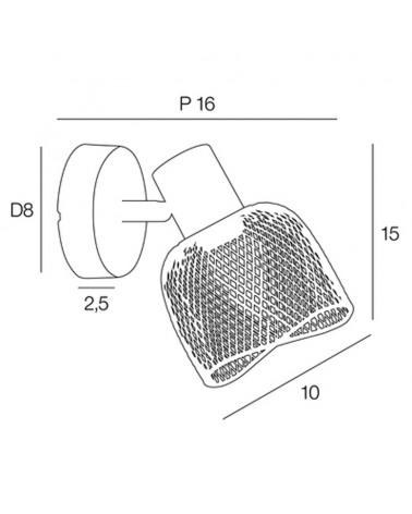 Aplique de pared 10cm pantalla metálica rejilla E14 25W