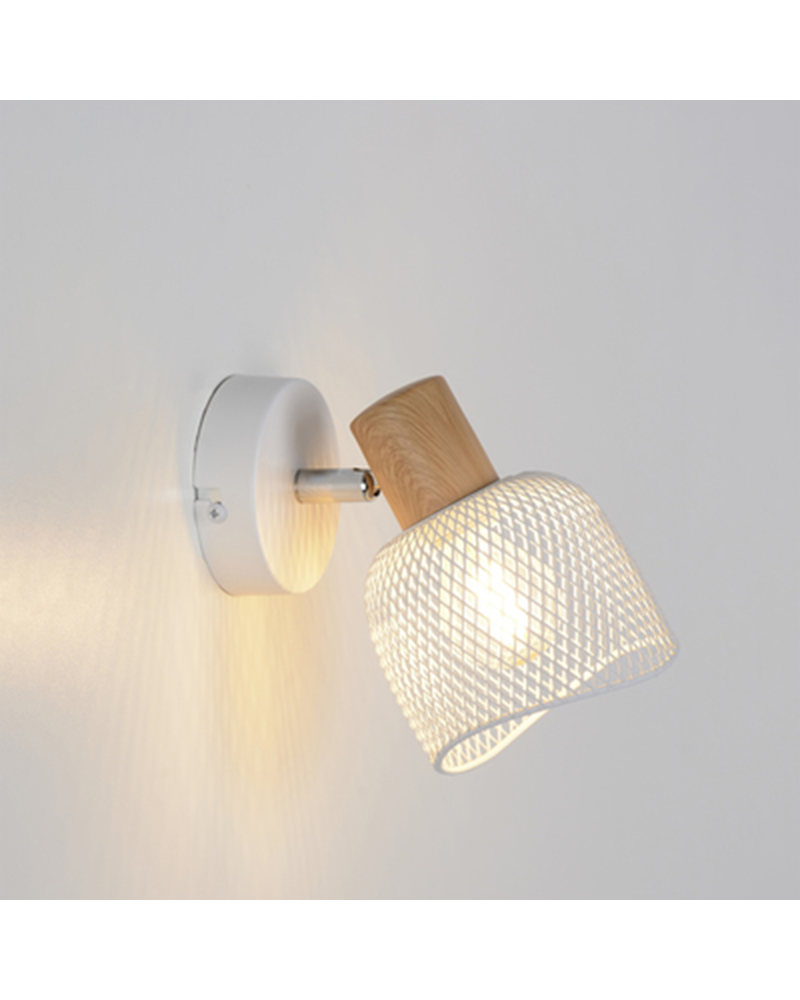 Aplique de pared 10cm pantalla metálica rejilla E14 25W