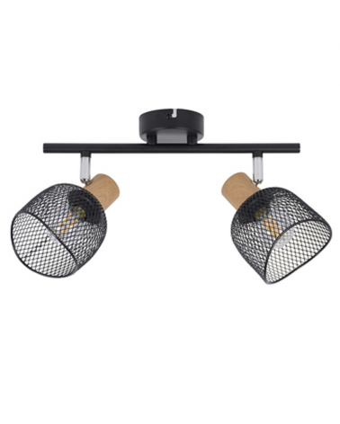 Regleta 2 focos 31,5cm pantalla metálica rejilla E14 25W