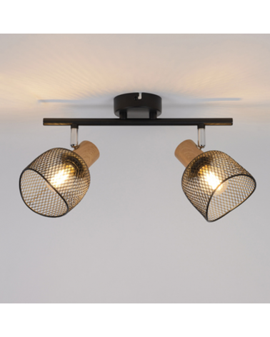 Strip 2 spotlights 31.5cm metal screen grid E14 25W