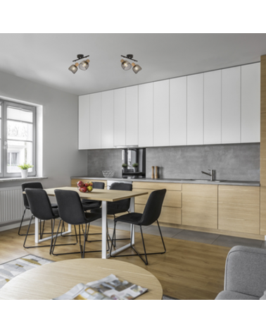 Regleta 2 focos 31,5cm pantalla metálica rejilla E14 25W