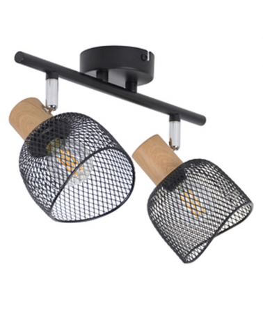 Regleta 2 focos 31,5cm pantalla metálica rejilla E14 25W