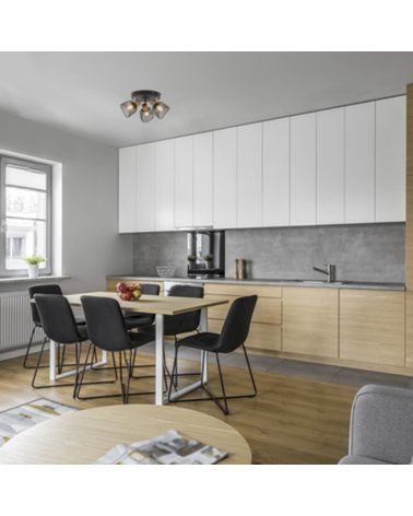 Plafón circular metal 3 focos 22cm pantallas metálicas rejilla E14 25W