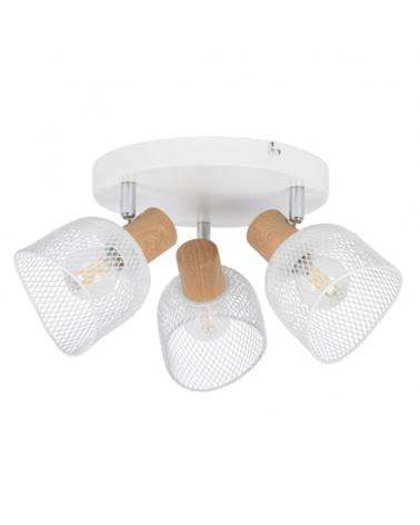 Plafón circular metal 3 focos 22cm pantallas metálicas rejilla E14 25W