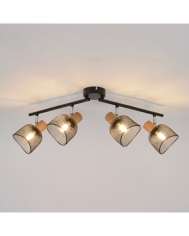 Strip 4 spotlights 22cm metal screens grid E14 25W