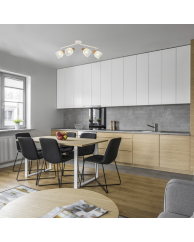 Strip 4 spotlights 22cm metal screens grid E14 25W