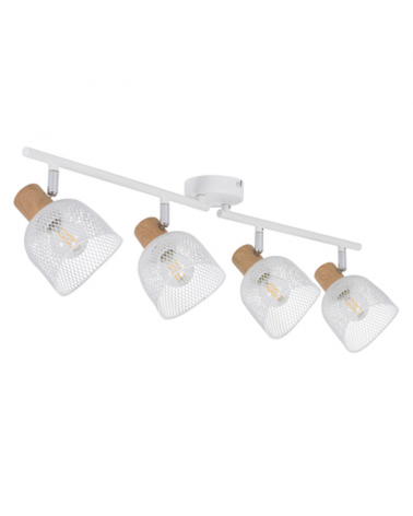 Regleta metal 4 focos 22cm pantallas metálicas rejilla E14 25W