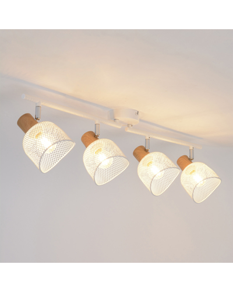 Strip 4 spotlights 22cm metal screens grid E14 25W