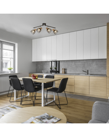 Strip 4 spotlights 22cm metal screens grid E14 25W