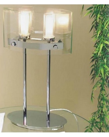 Pack of 2 glass+chrome design table lamps 2x40W G9 bulbs included