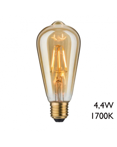 Vintage Light Bulb Amber Torch 64mm LED Filaments E27 4.4W 1700K 250Lm