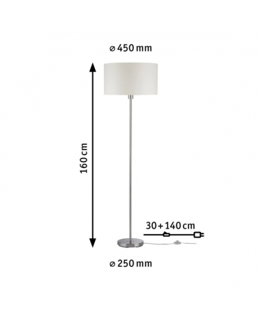 Floor lamp 160cm 60W E27 metal and fabric lampshade