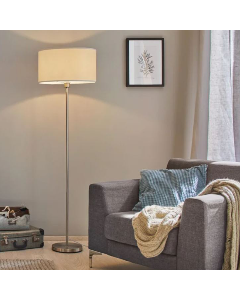 Floor lamp 160cm 60W E27 metal and fabric lampshade