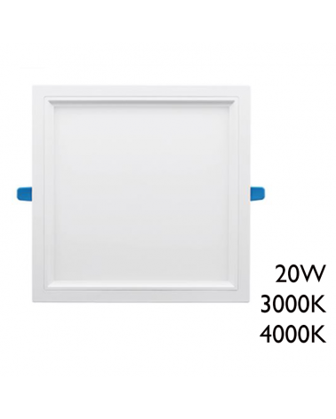 Downlight cuadrado marco blanco LED 50.000h empotrable 20W de 22,5x22,5cm diver extraíble