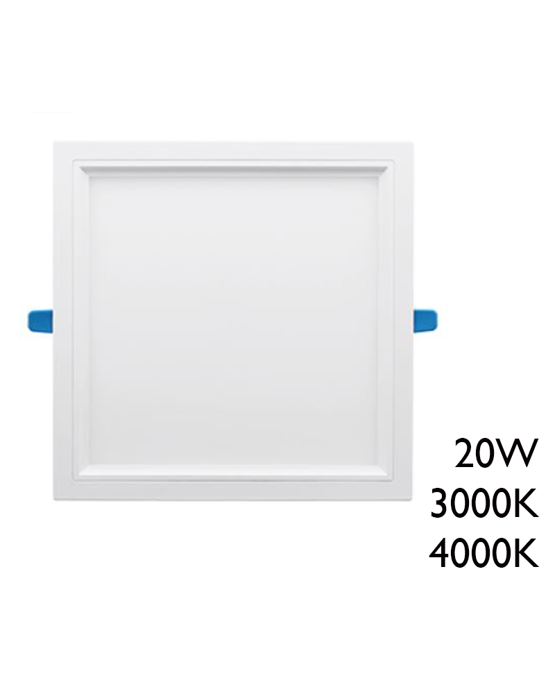 Square downlight white frame LED 50.000h recessed 20W 22.5x22.5cm removable driver