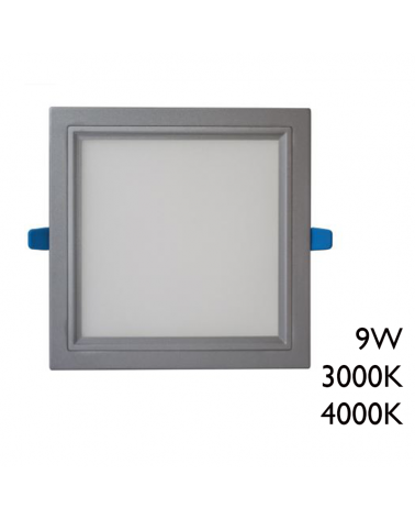 Downlight cuadrado marco gris LED 50.000h empotrable 9W de 15x15cm diver extraíble