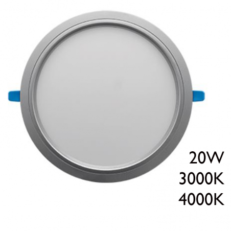 Round downlight grey frame LED 50.000h recessed 20W 22.5cm removable driver